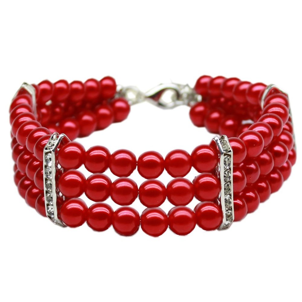Red pearl Necklace for pets